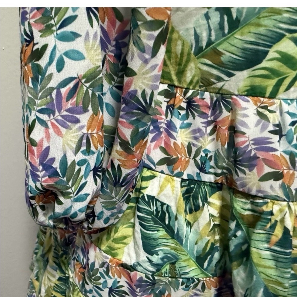 All Things Mochi Liona Mini Dress Tropical Floral Fit Flare Green Size S - Picture 11 of 14